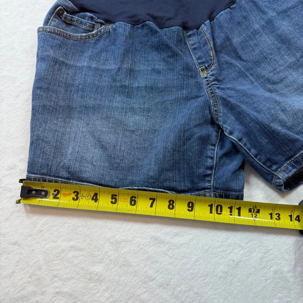 Maternity Denim Shorts Women Size 10 Blue Good Over Belly Panel‎ Stretch